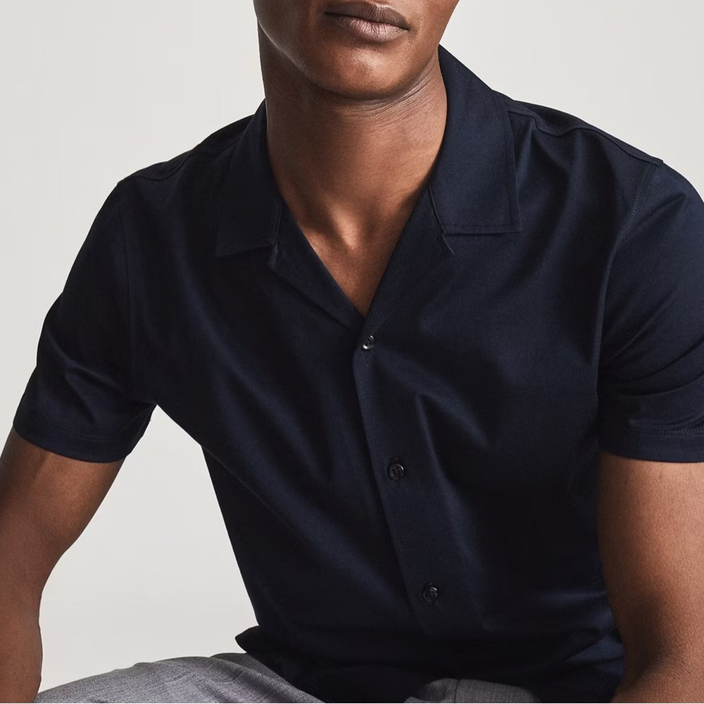 Reiss Men's Cuban collar Navy Shirt